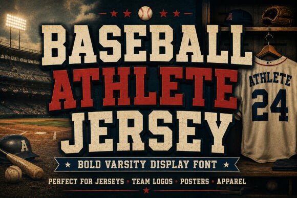 Baseball Athlete Jersey: A Vintage Varsity Font for Bold Branding